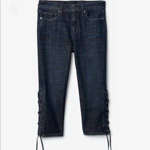 Gap Denim Skinny Crop Lace Up Capri Jeans 26